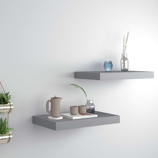 Kelluvat seinähyllyt 2 kpl harmaa 40x23x3,8 cm MDF - Sisustajankoti.fi