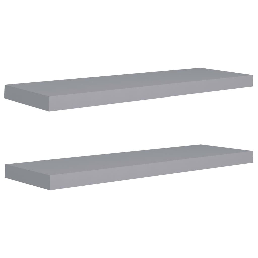 Kelluvat seinähyllyt 2 kpl harmaa 80x23,5x3,8 cm MDF - Sisustajankoti.fi