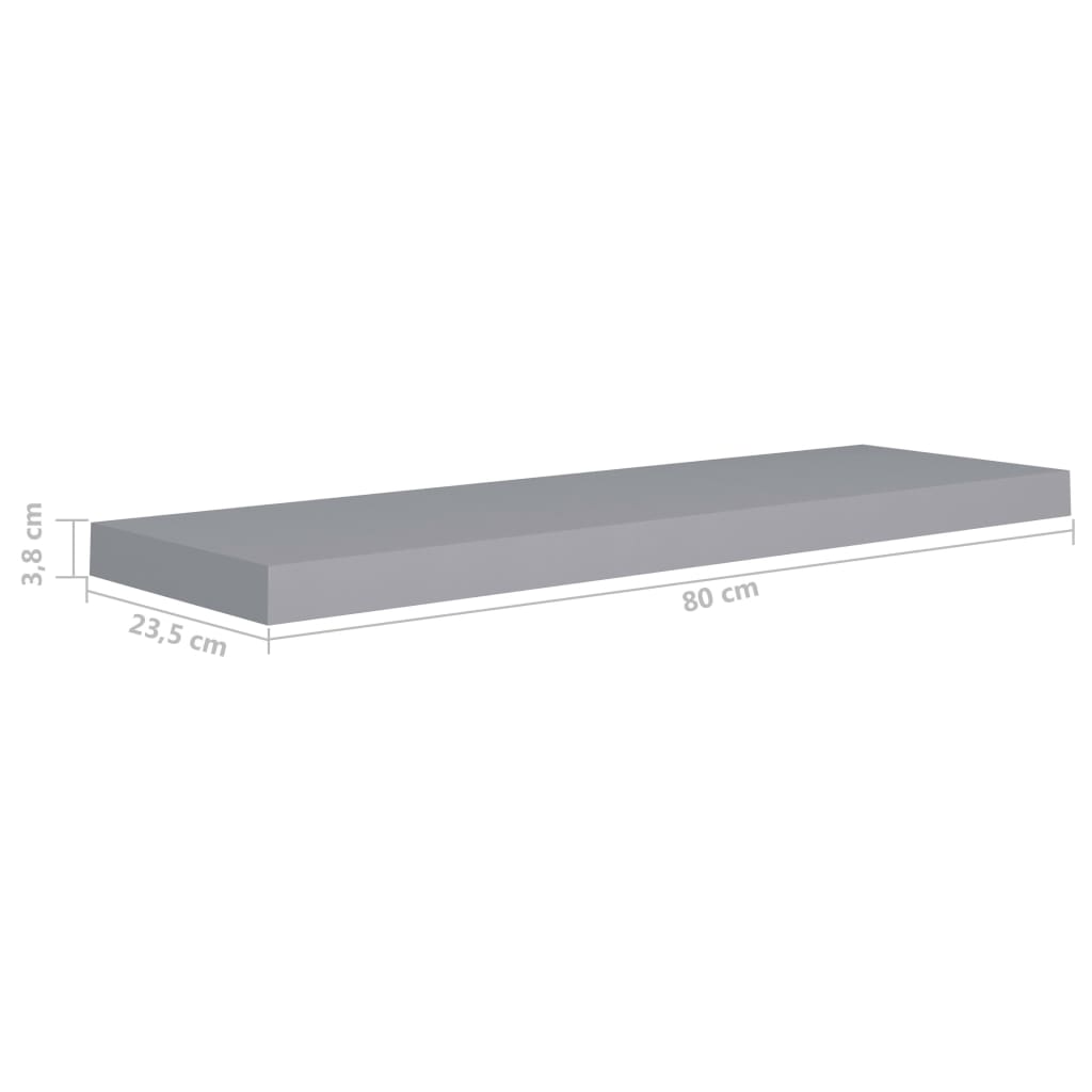 Kelluvat seinähyllyt 2 kpl harmaa 80x23,5x3,8 cm MDF - Sisustajankoti.fi