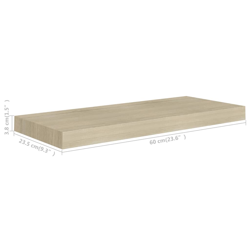 Kelluva seinähylly tammi 60x23,5x3,8 cm MDF - Sisustajankoti.fi