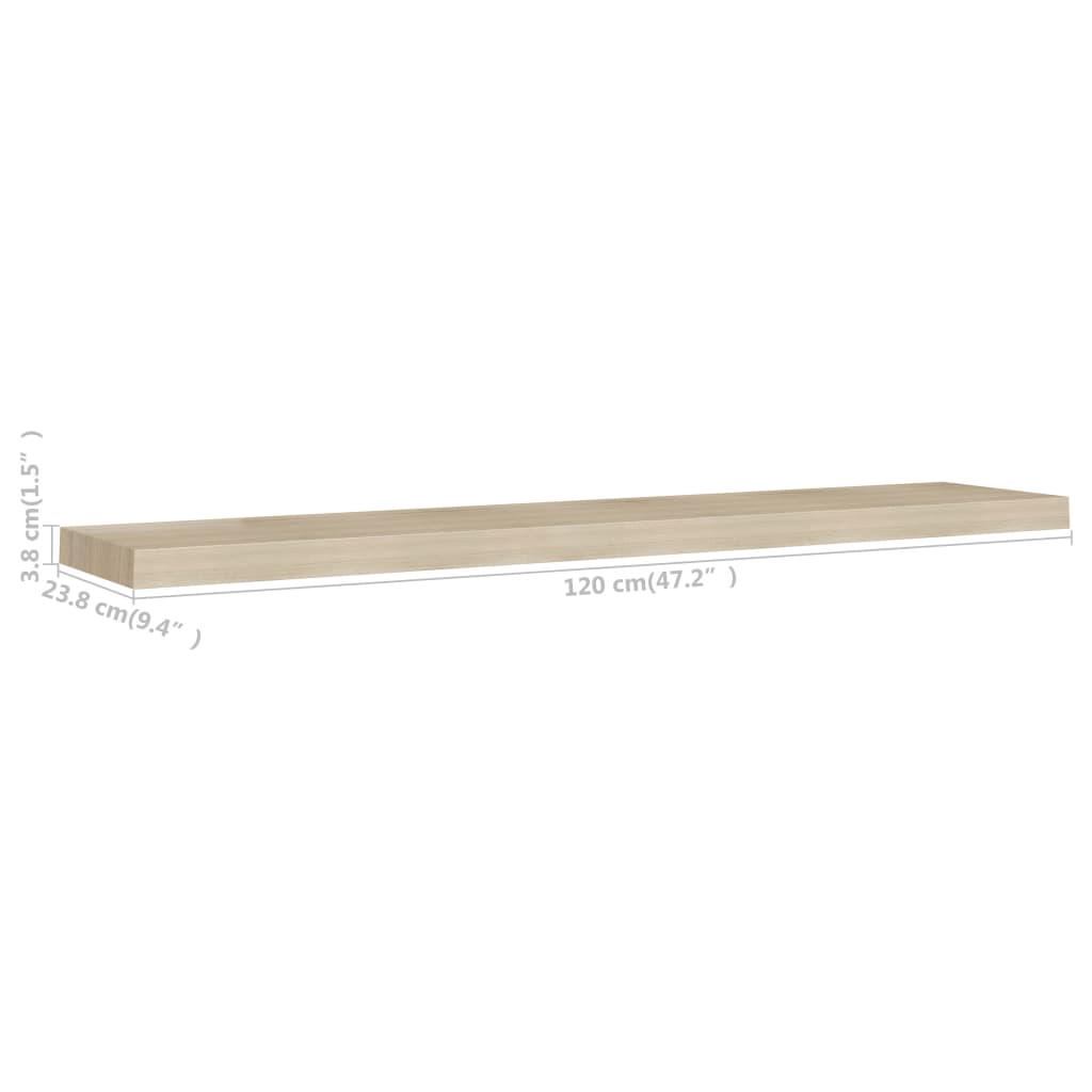 Kelluva seinähylly tammi 120x23,5x3,8 cm MDF - Sisustajankoti.fi