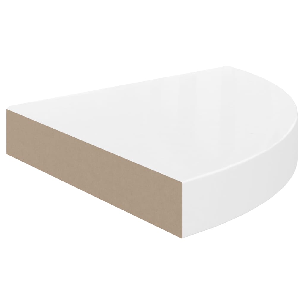 Kelluva kulmahylly korkeakiilto valkoinen 25x25x3,8 cm MDF - Sisustajankoti.fi