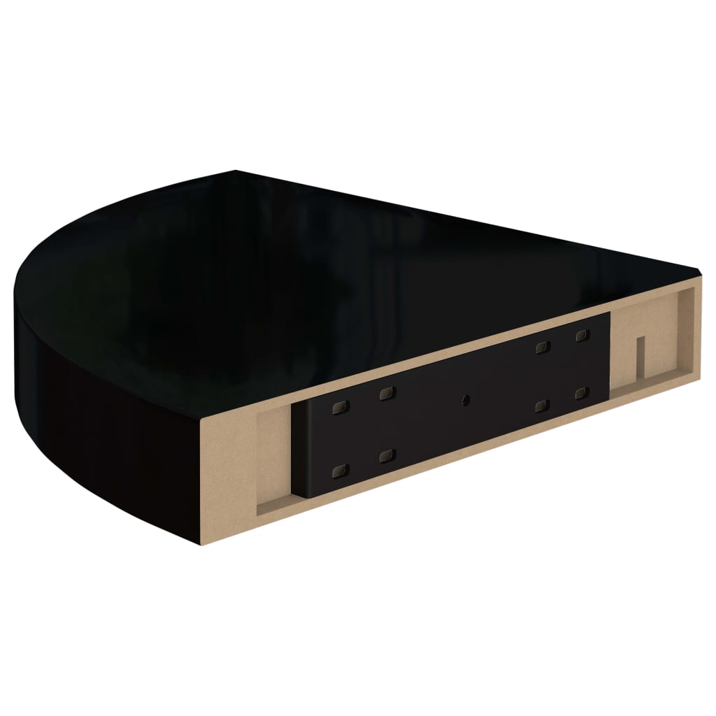Kelluvat kulmahyllyt 2 kpl korkeakiilto musta 25x25x3,8 cm MDF - Sisustajankoti.fi