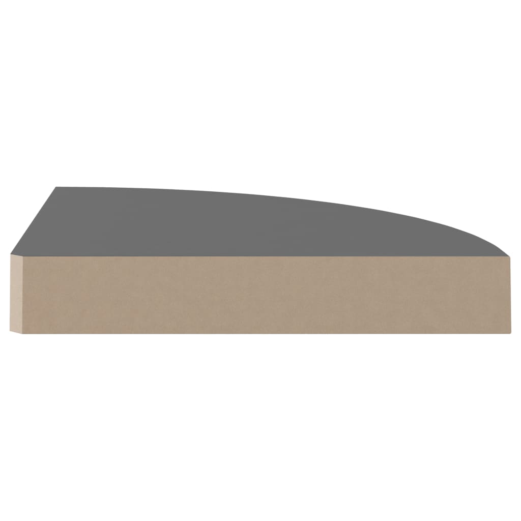 Kelluva kulmahylly korkeakiilto harmaa 25x25x3,8 cm MDF - Sisustajankoti.fi