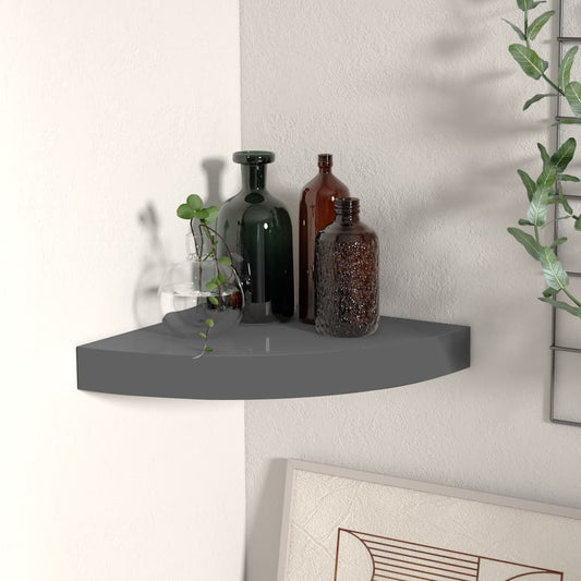 Kelluva kulmahylly korkeakiilto harmaa 25x25x3,8 cm MDF - Sisustajankoti.fi