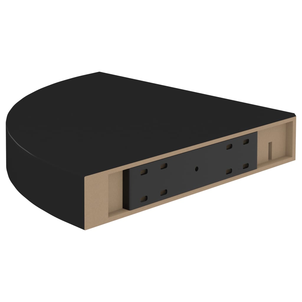 Kelluva kulmahylly musta 25x25x3,8 cm MDF - Sisustajankoti.fi