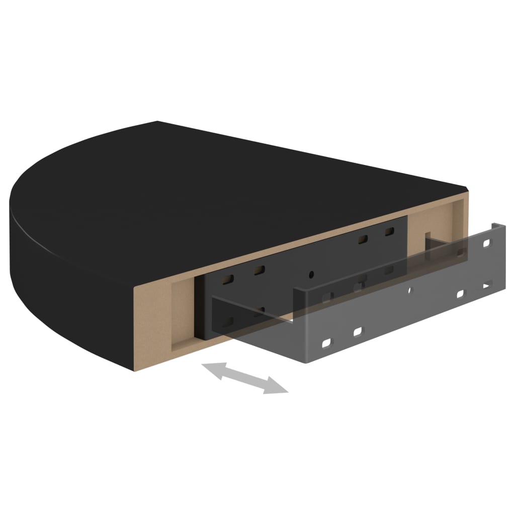 Kelluva kulmahylly musta 25x25x3,8 cm MDF - Sisustajankoti.fi