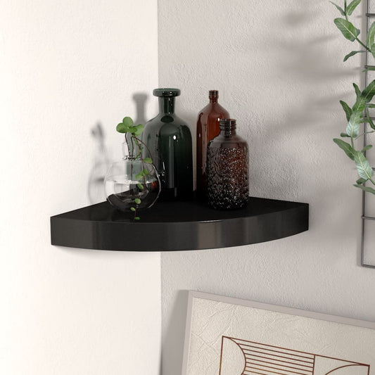 Kelluva kulmahylly musta 25x25x3,8 cm MDF - Sisustajankoti.fi