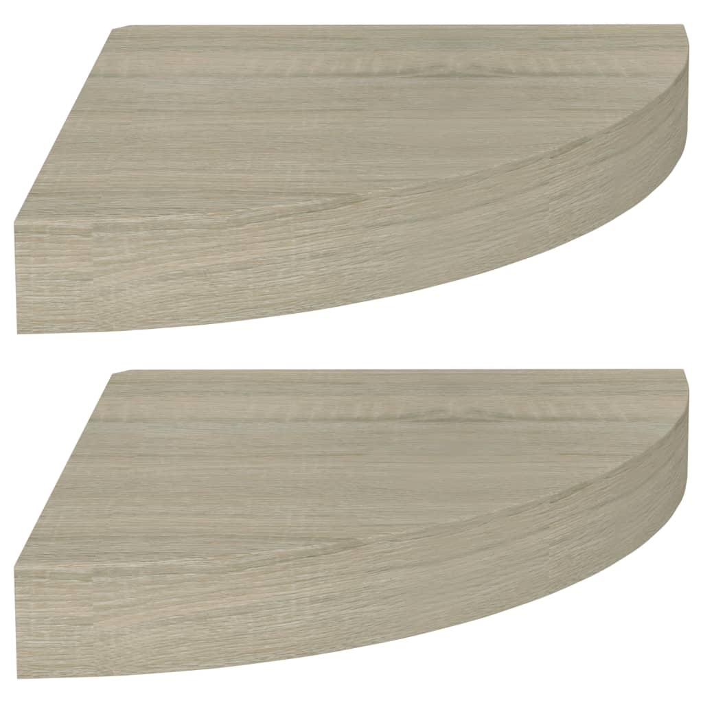 Kelluvat kulmahyllyt 2 kpl tammi 25x25x3,8 cm MDF - Sisustajankoti.fi
