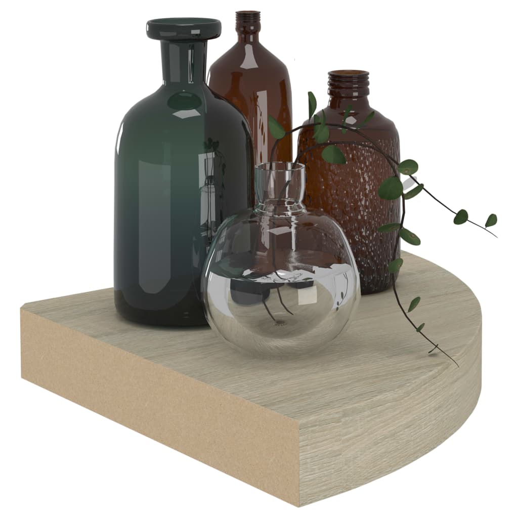 Kelluvat kulmahyllyt 2 kpl tammi 25x25x3,8 cm MDF - Sisustajankoti.fi