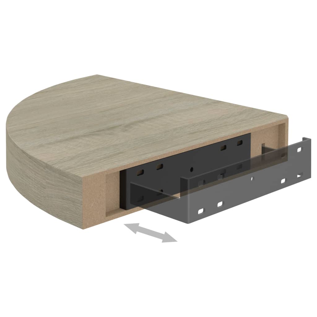Kelluvat kulmahyllyt 2 kpl tammi 25x25x3,8 cm MDF - Sisustajankoti.fi