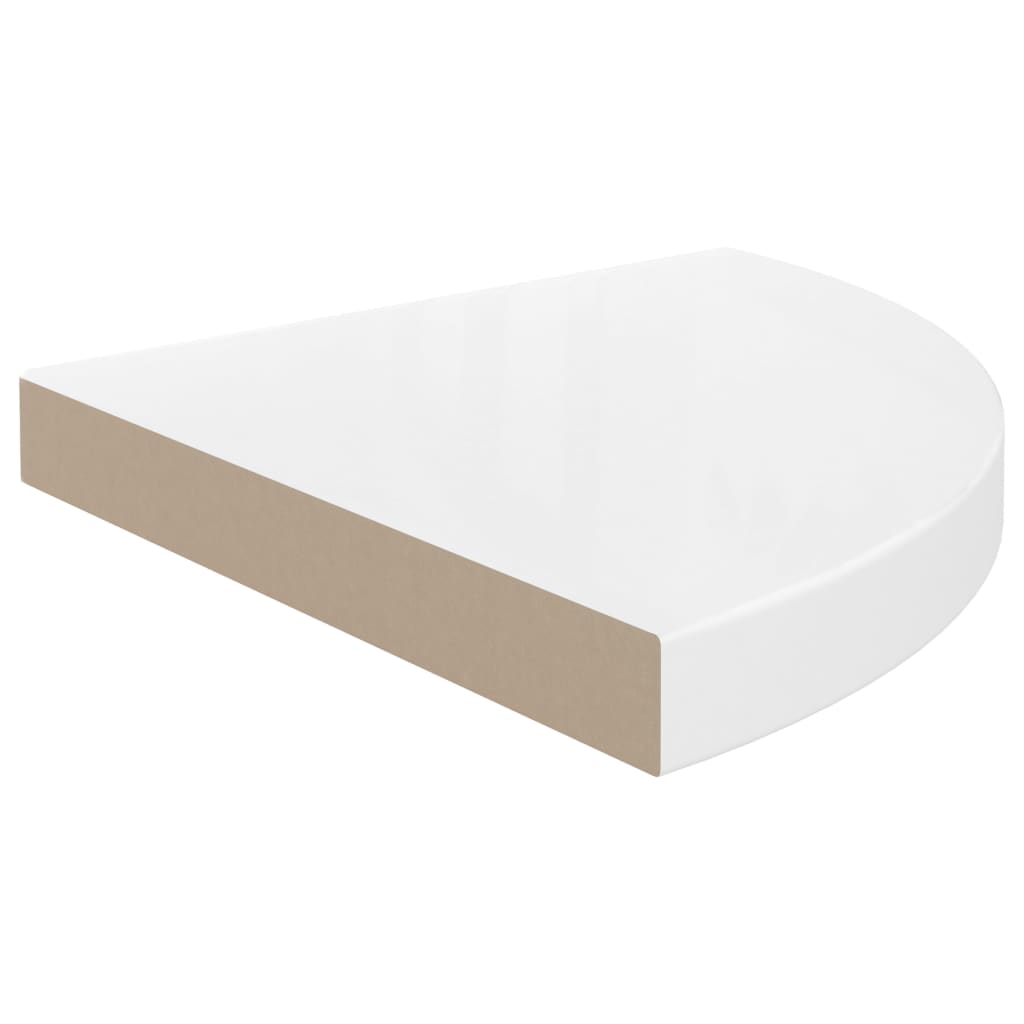 Kelluva kulmahylly korkeakiilto valkoinen 35x35x3,8 cm MDF - Sisustajankoti.fi