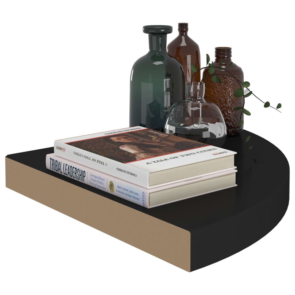 Kelluvat kulmahyllyt 4 kpl musta 35x35x3,8 cm MDF - Sisustajankoti.fi
