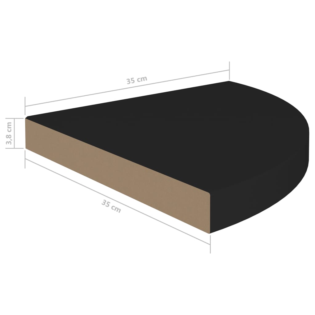 Kelluvat kulmahyllyt 4 kpl musta 35x35x3,8 cm MDF - Sisustajankoti.fi