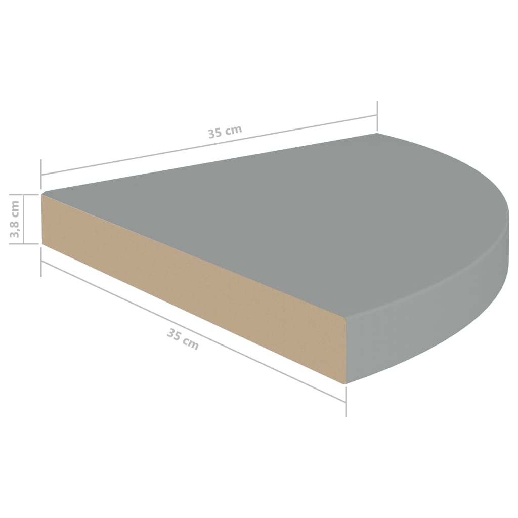 Kelluvat kulmahyllyt 4 kpl harmaa 35x35x3,8 cm MDF - Sisustajankoti.fi