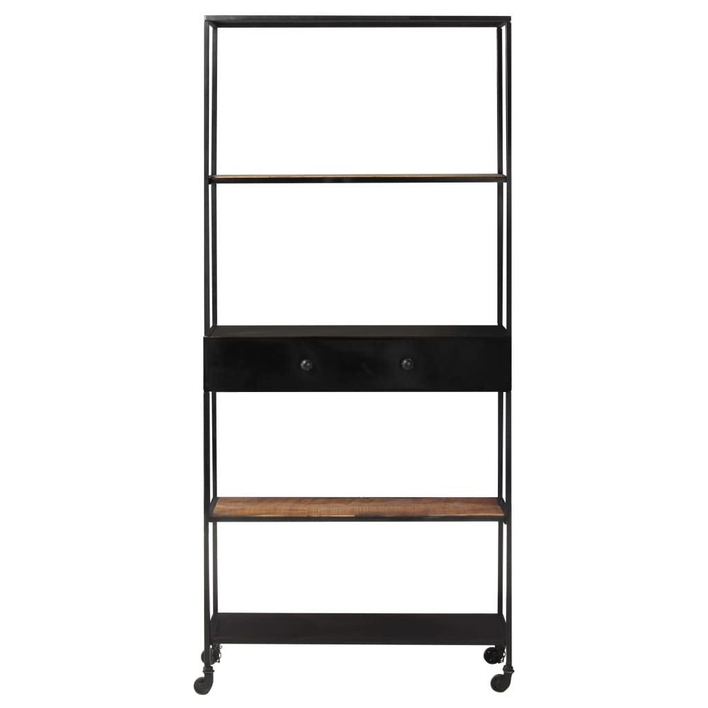 Kirjahylly 90x35x180 cm karkea mangopuu ja rauta - Sisustajankoti.fi