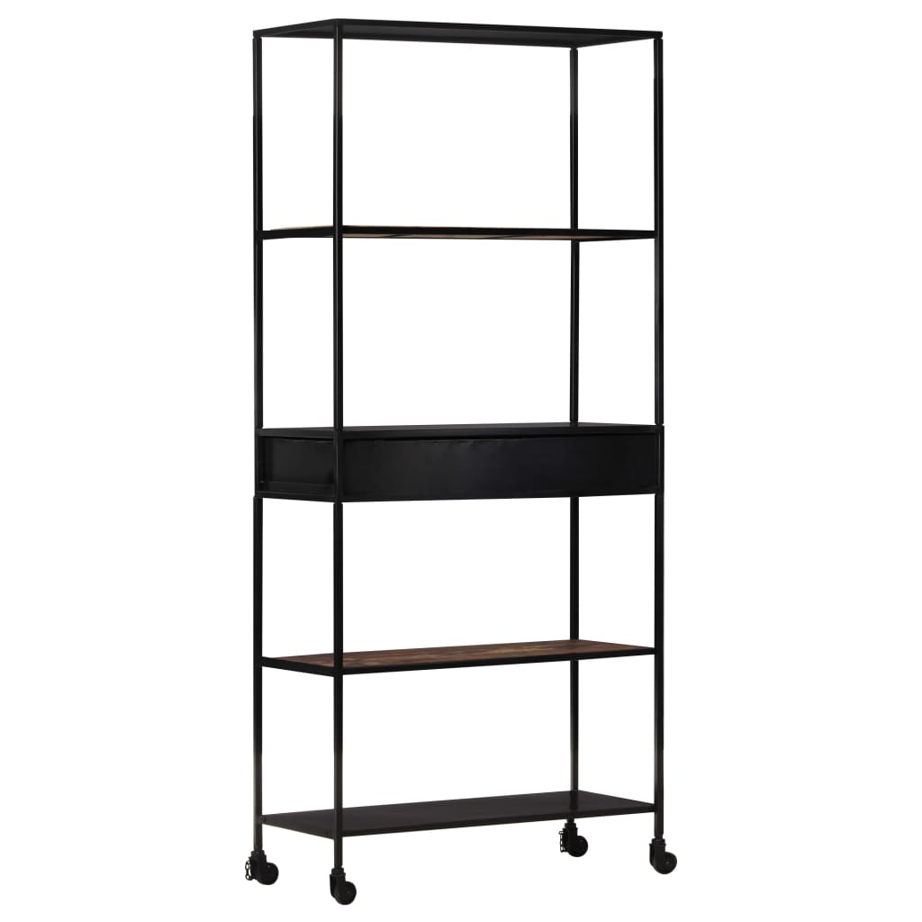 Kirjahylly 90x35x180 cm karkea mangopuu ja rauta - Sisustajankoti.fi
