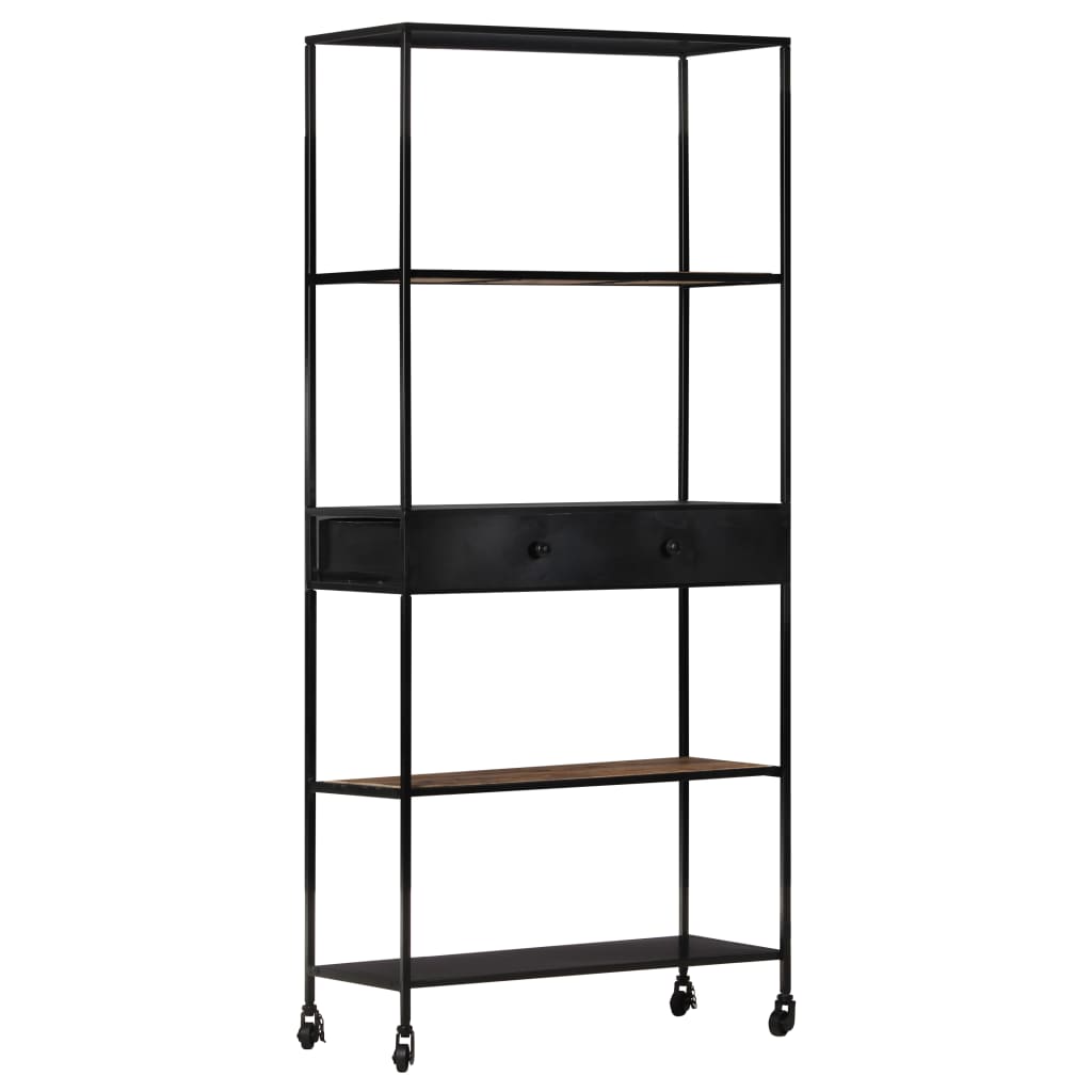 Kirjahylly 90x35x180 cm karkea mangopuu ja rauta - Sisustajankoti.fi