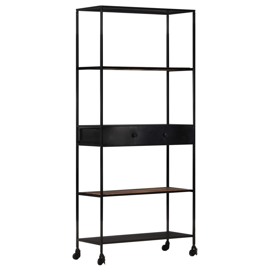 Kirjahylly 90x35x180 cm karkea mangopuu ja rauta - Sisustajankoti.fi