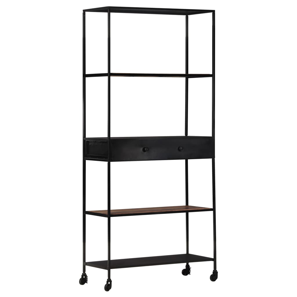 Kirjahylly 90x35x180 cm karkea mangopuu ja rauta - Sisustajankoti.fi