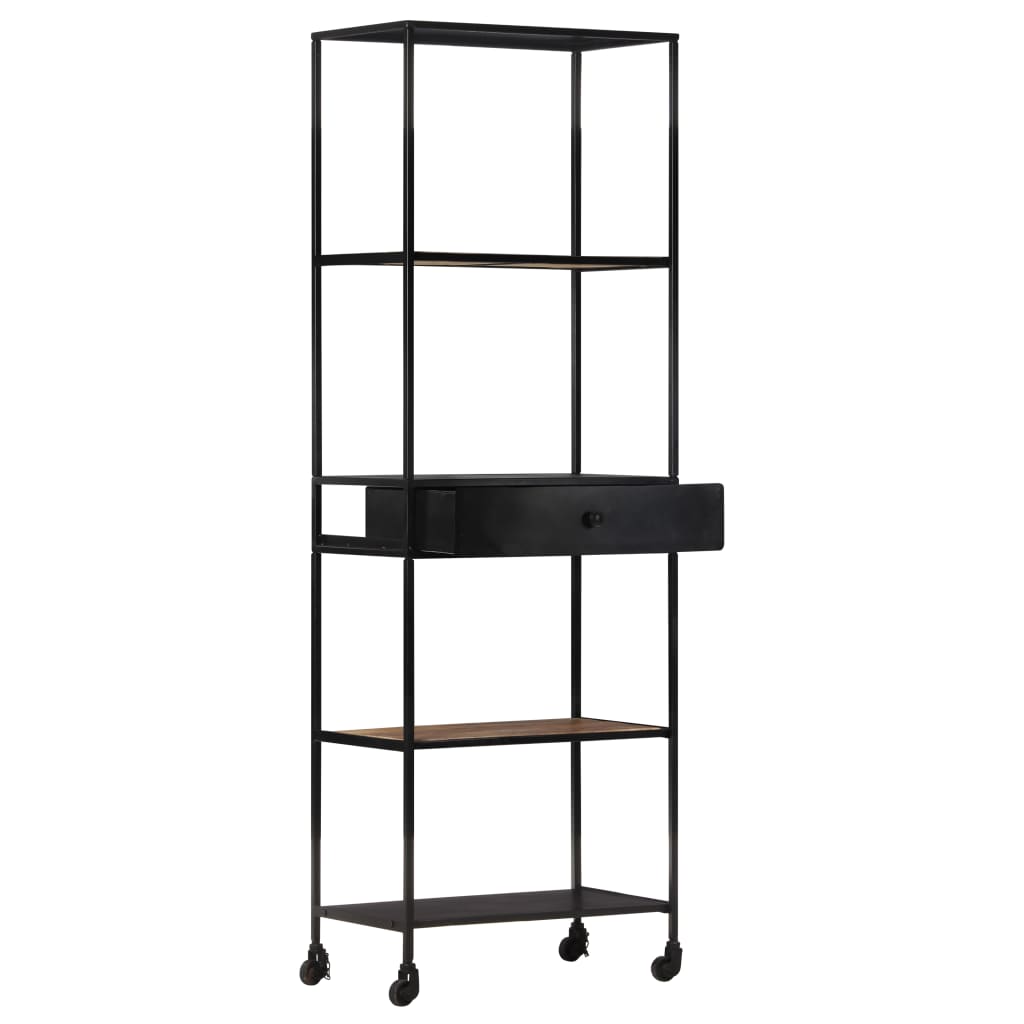 Kirjahylly 60x35x180 cm karkea mangopuu ja rauta - Sisustajankoti.fi
