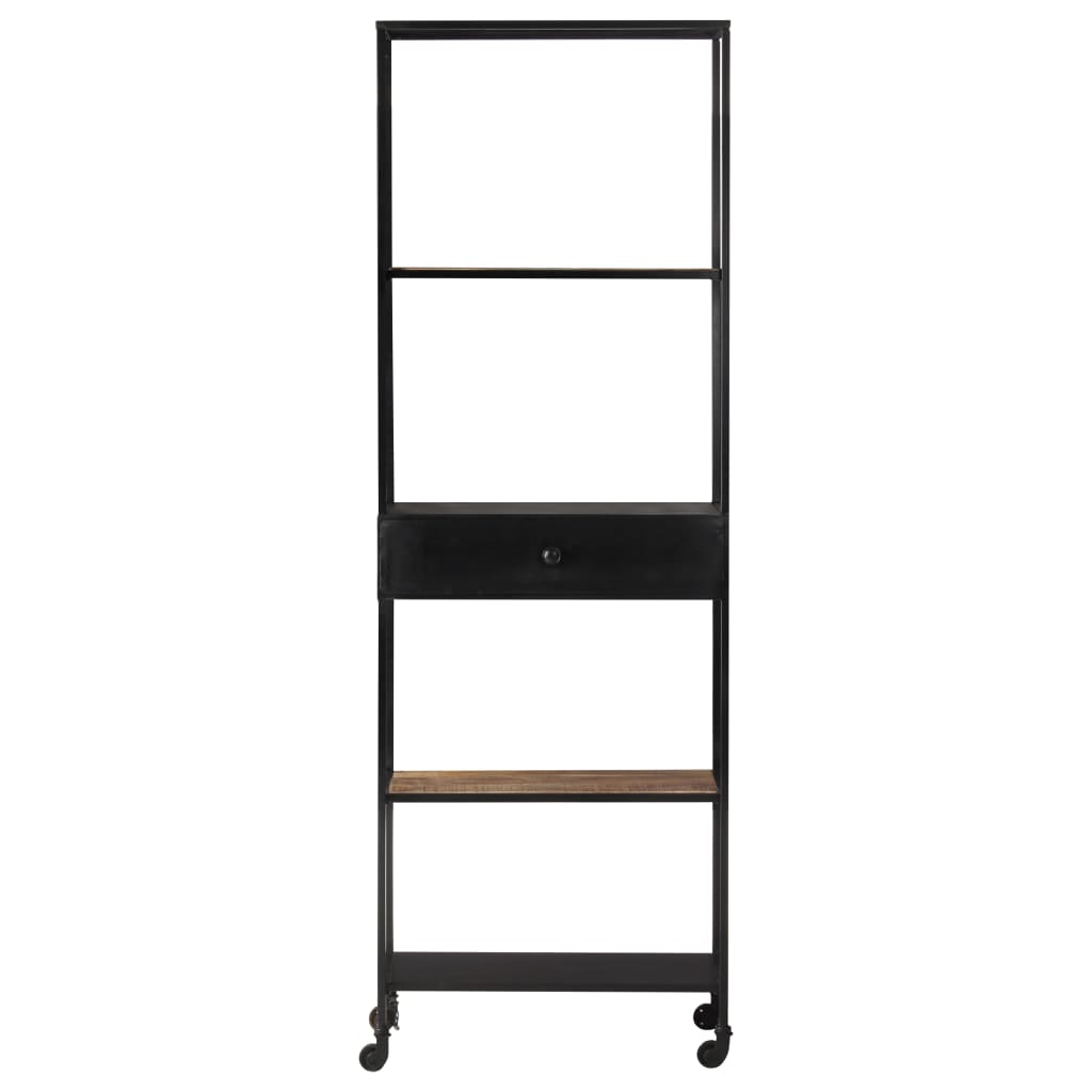Kirjahylly 60x35x180 cm karkea mangopuu ja rauta - Sisustajankoti.fi