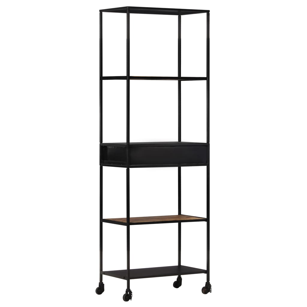 Kirjahylly 60x35x180 cm karkea mangopuu ja rauta - Sisustajankoti.fi