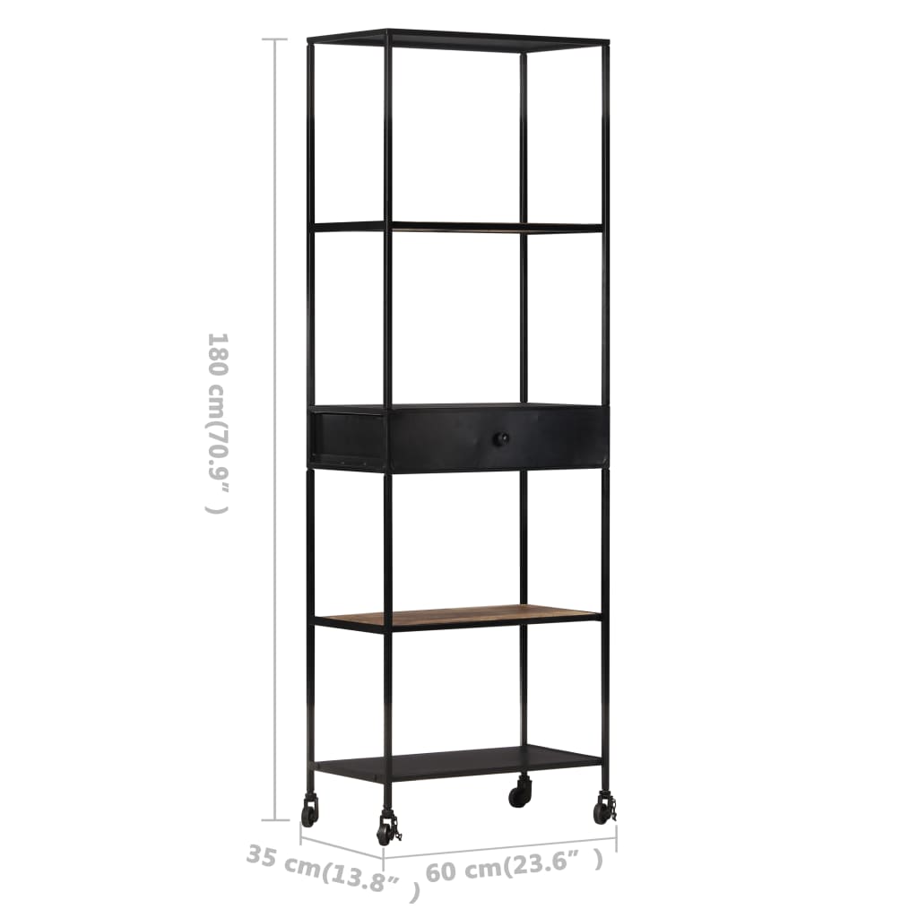 Kirjahylly 60x35x180 cm karkea mangopuu ja rauta - Sisustajankoti.fi