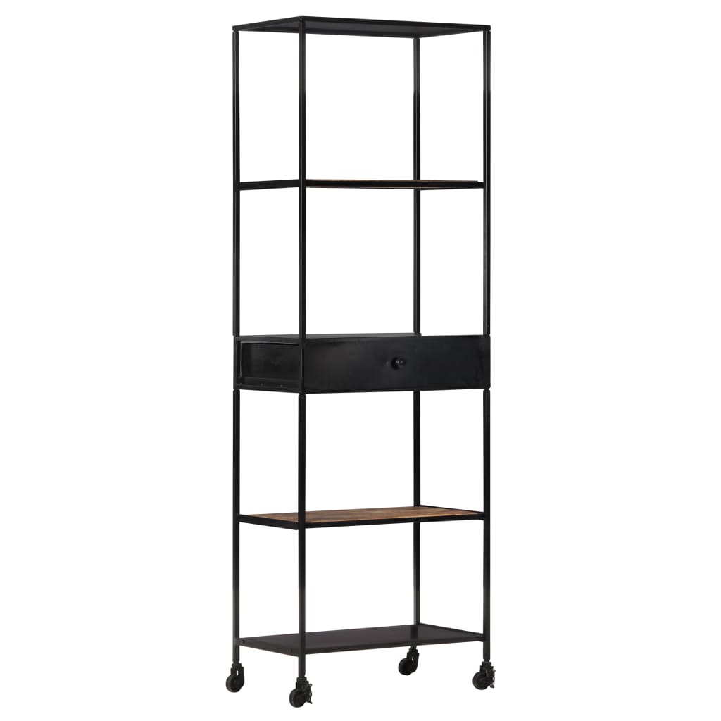 Kirjahylly 60x35x180 cm karkea mangopuu ja rauta - Sisustajankoti.fi
