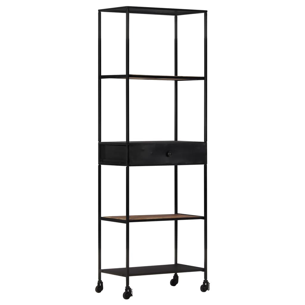 Kirjahylly 60x35x180 cm karkea mangopuu ja rauta - Sisustajankoti.fi