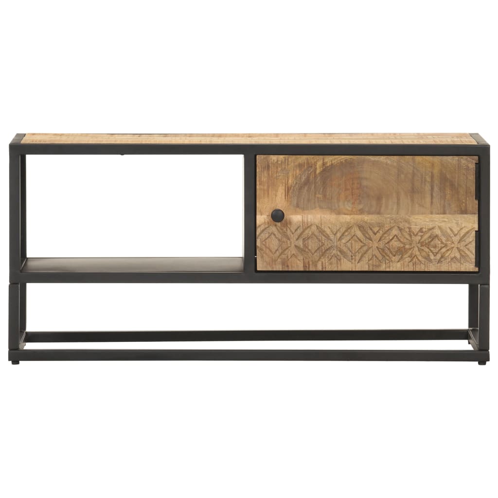 TV-taso kaiverretulla ovella 90x30x40 cm karkea mangopuu - Sisustajankoti.fi