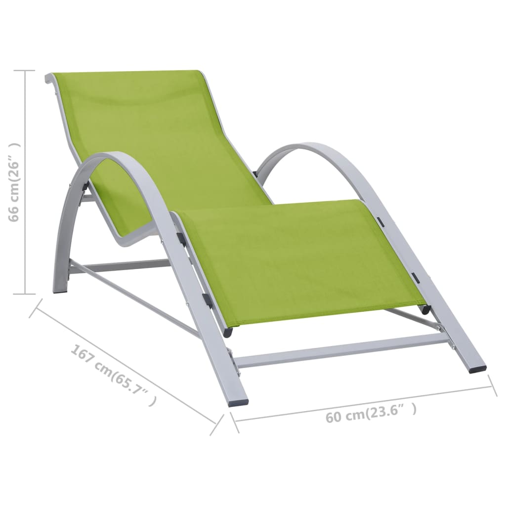 310540 Sun Loungers 2 pcs with Table Aluminium Green - Sisustajankoti.fi