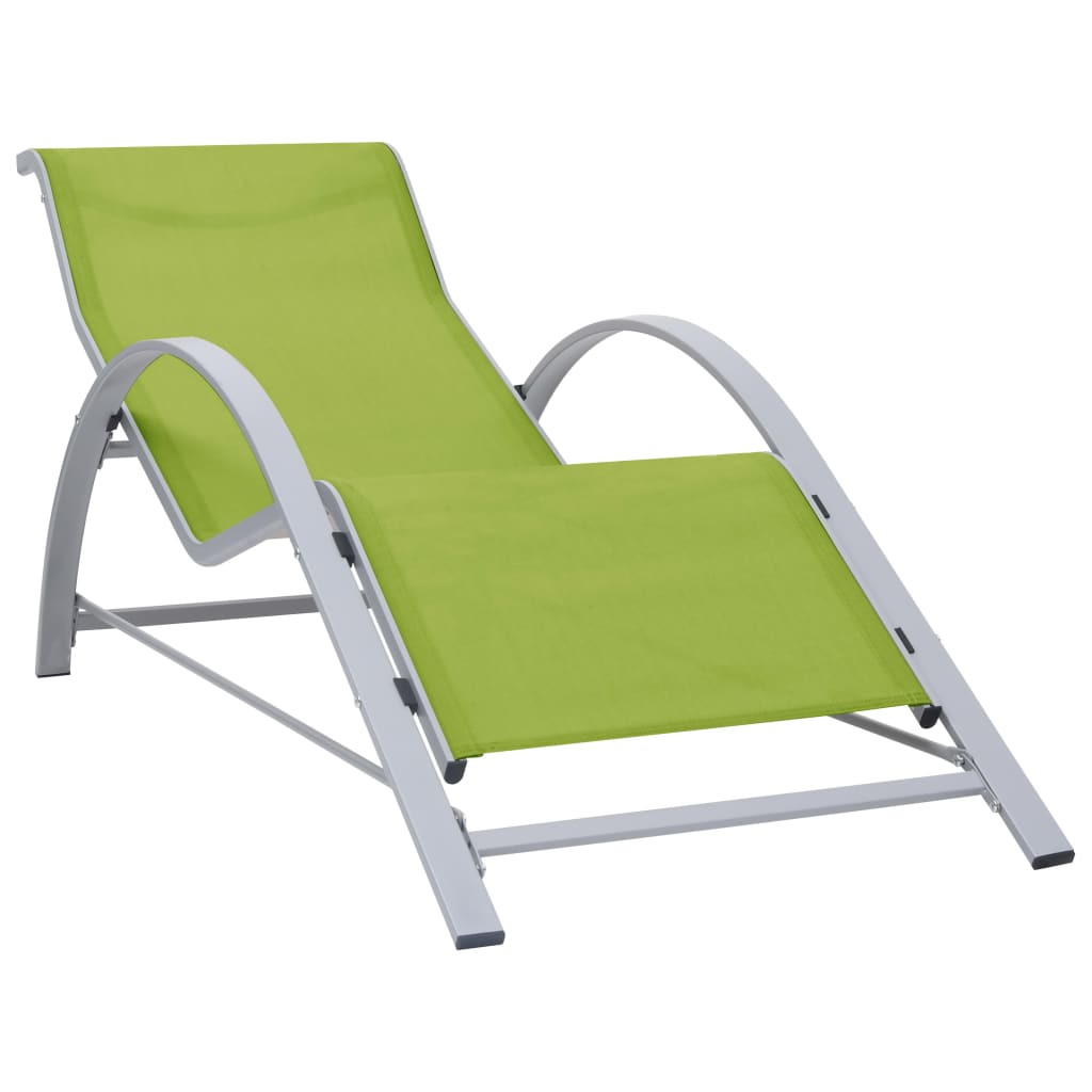 310540 Sun Loungers 2 pcs with Table Aluminium Green - Sisustajankoti.fi