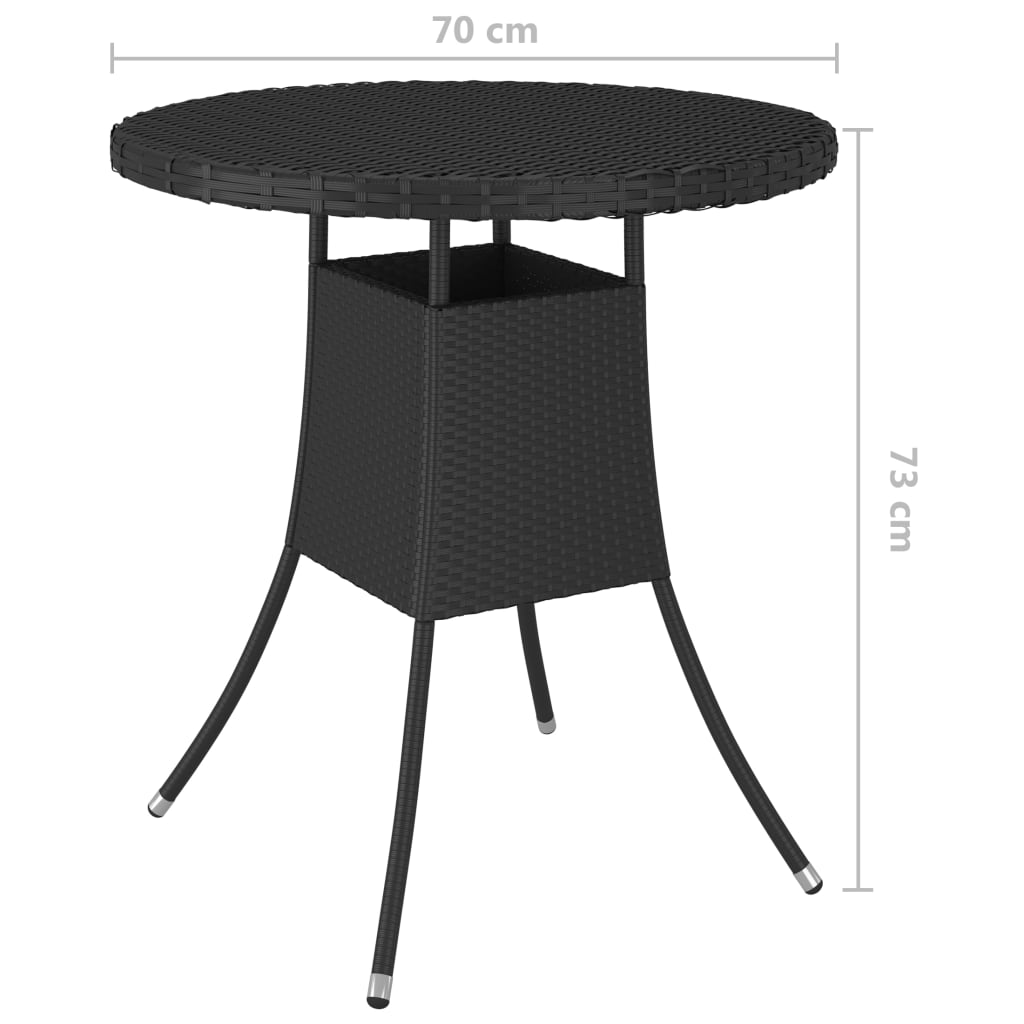 Puutarhapöytä musta 70x70x73 cm polyrottinki - Sisustajankoti.fi