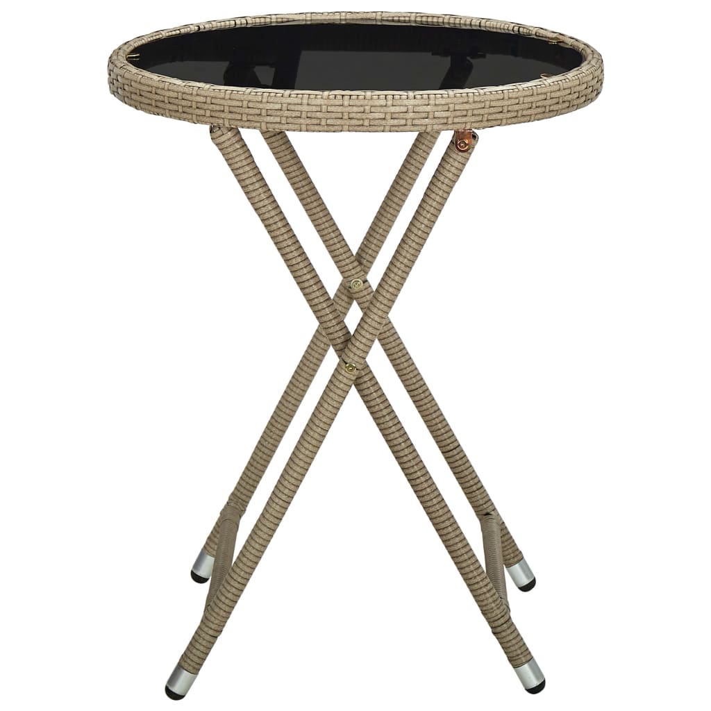 Teepöytä beige 60 cm polyrottinki ja karkaistu lasi - Sisustajankoti.fi