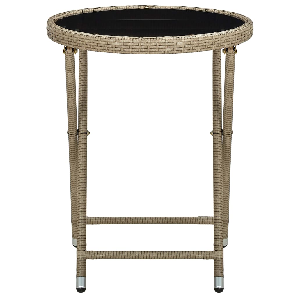 Teepöytä beige 60 cm polyrottinki ja karkaistu lasi - Sisustajankoti.fi