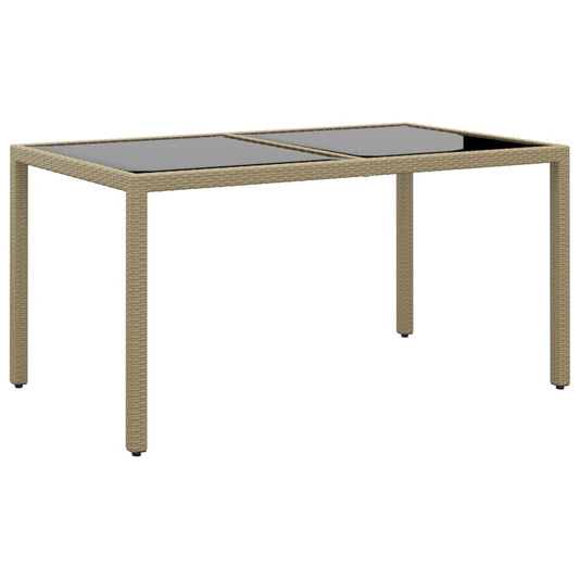 Puutarhapöytä 150x90x75cm karkaistu lasi ja polyrottinki beige - Sisustajankoti.fi