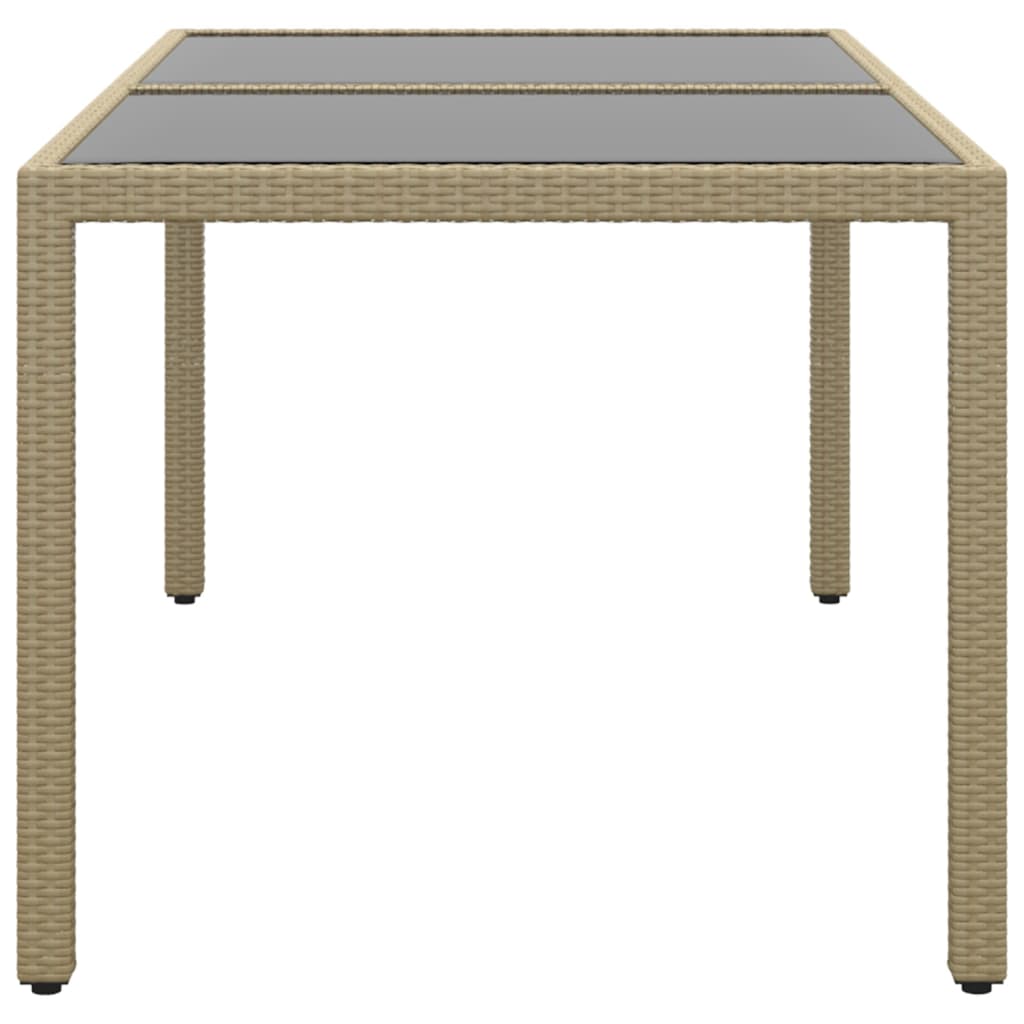 Puutarhapöytä 150x90x75cm karkaistu lasi ja polyrottinki beige - Sisustajankoti.fi