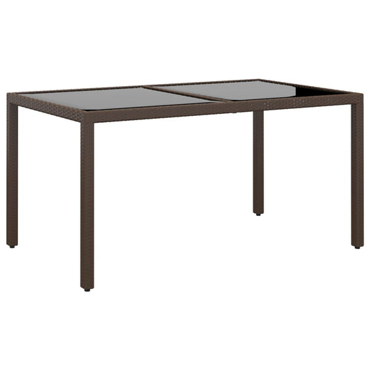 Puutarhapöytä 150x90x75cm karkaistu lasi ja polyrottinki ruskea - Sisustajankoti.fi