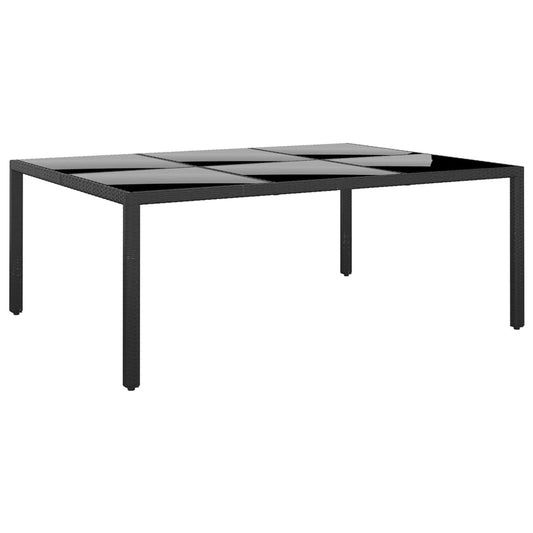 Puutarhapöytä 200x150x75cm karkaistu lasi ja polyrottinki musta - Sisustajankoti.fi