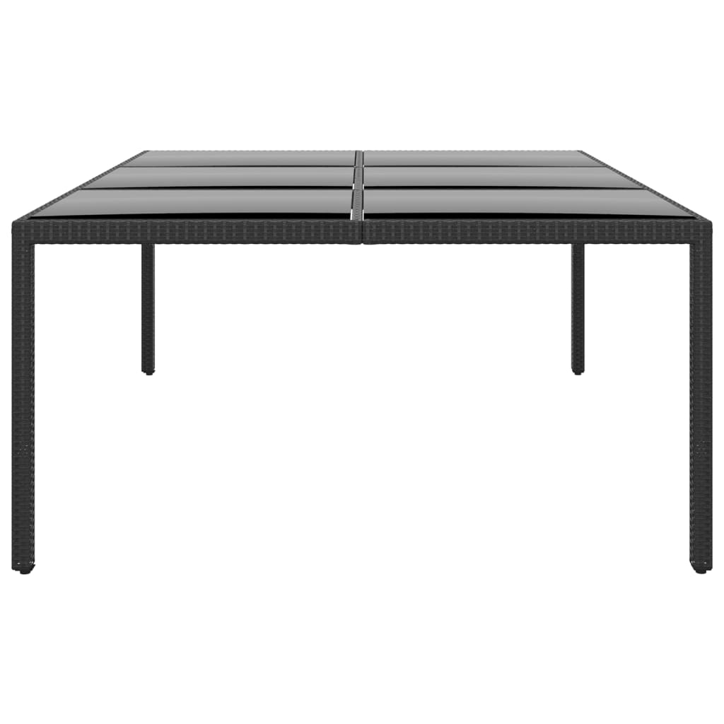 Puutarhapöytä 200x150x75cm karkaistu lasi ja polyrottinki musta - Sisustajankoti.fi