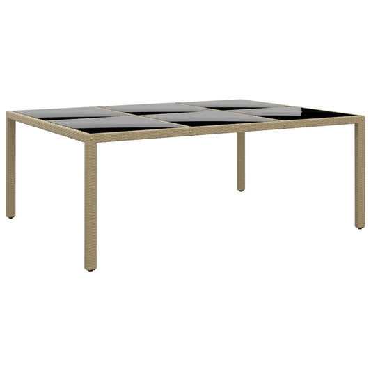 Puutarhapöytä 200x150x75 cm karkaistu lasi/polyrottinki beige - Sisustajankoti.fi