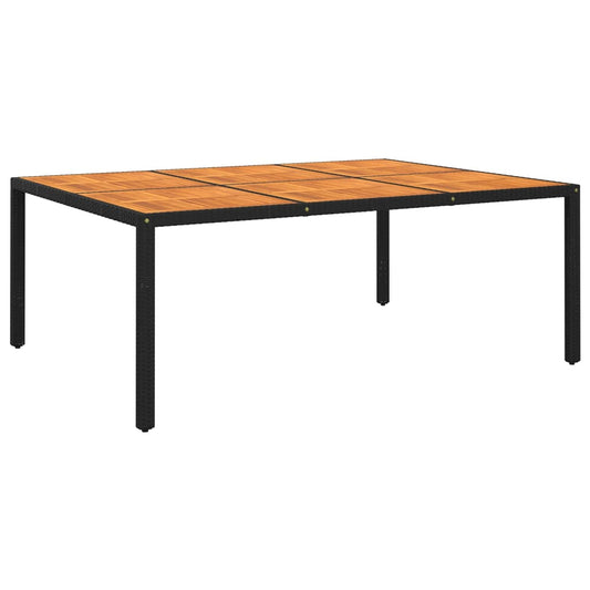 Puutarhapöytä 200x150x75 cm akaasiapuu ja polyrottinki musta - Sisustajankoti.fi