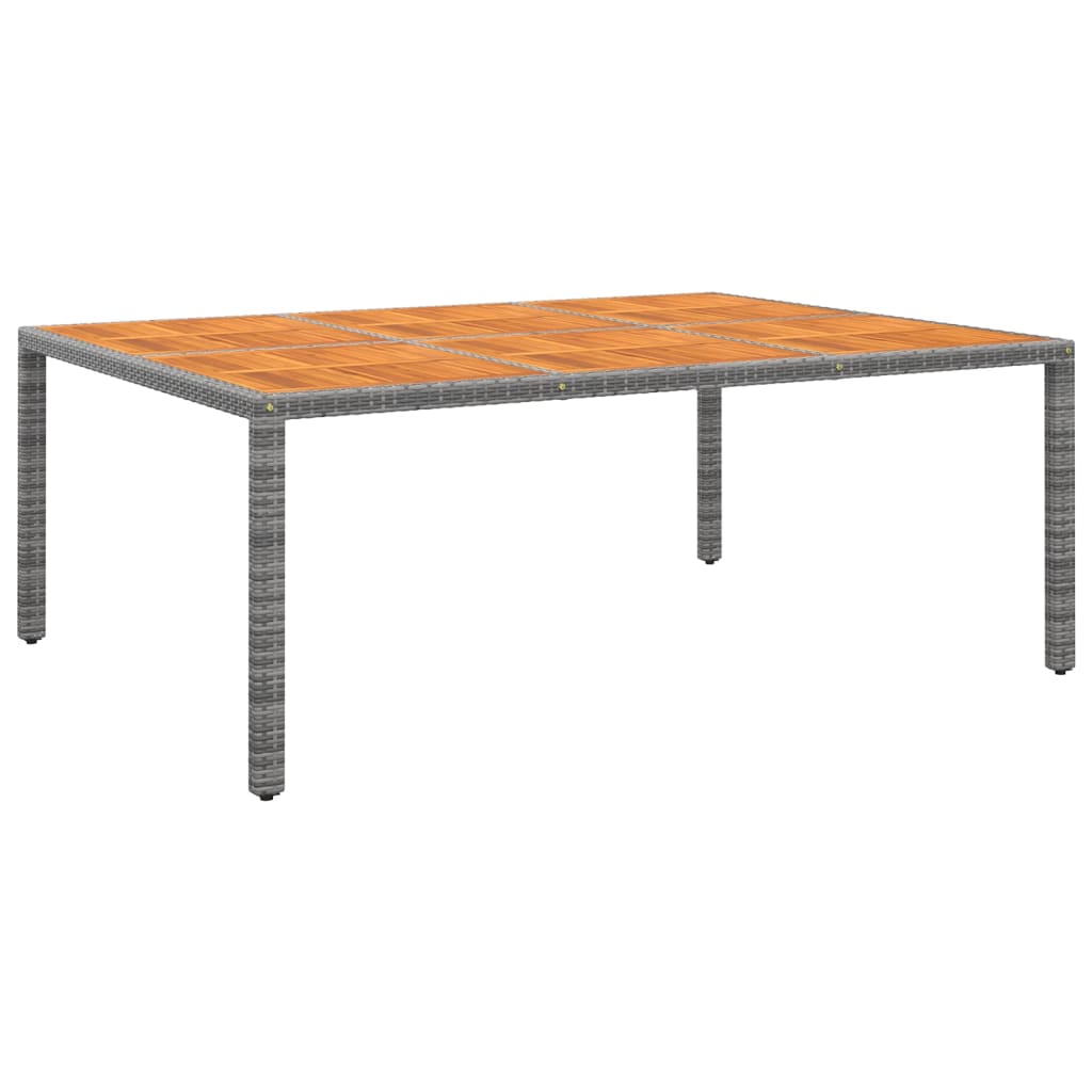 Puutarhapöytä 200x150x75 cm akaasiapuu ja polyrottinki harmaa - Sisustajankoti.fi