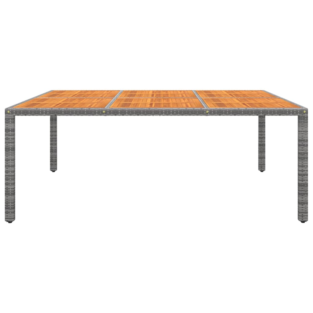 Puutarhapöytä 200x150x75 cm akaasiapuu ja polyrottinki harmaa - Sisustajankoti.fi