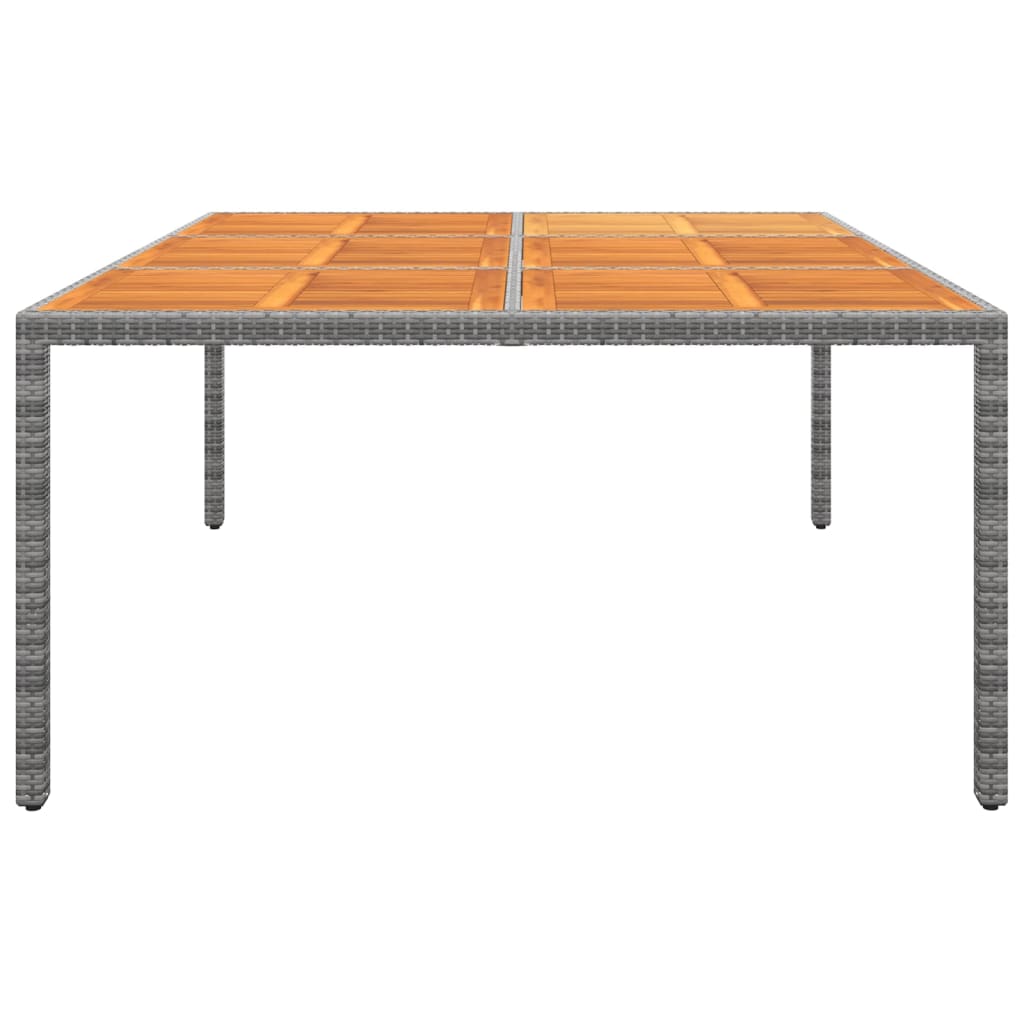 Puutarhapöytä 200x150x75 cm akaasiapuu ja polyrottinki harmaa - Sisustajankoti.fi