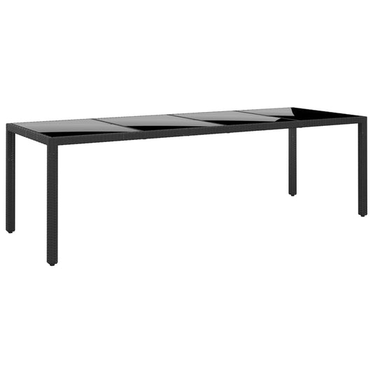 Puutarhapöytä 250x100x75cm karkaistu lasi ja polyrottinki musta - Sisustajankoti.fi