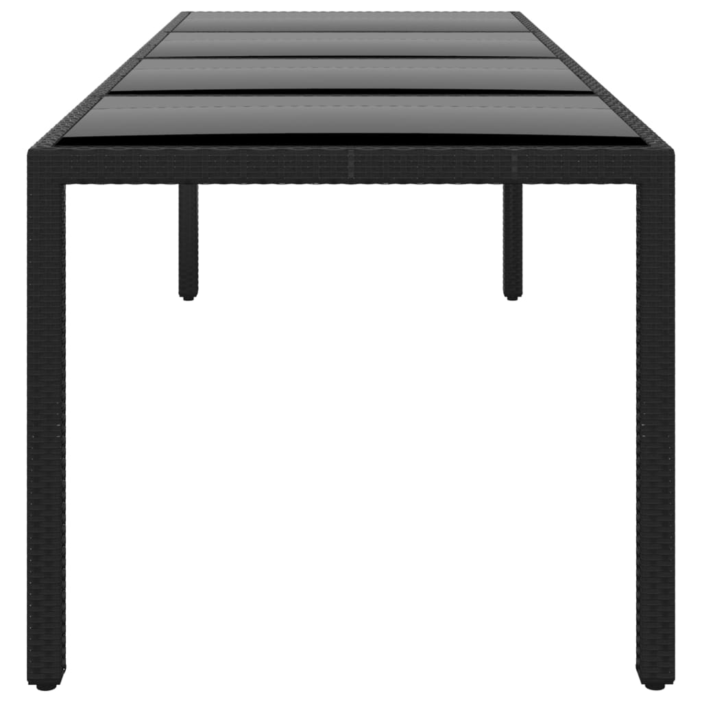 Puutarhapöytä 250x100x75cm karkaistu lasi ja polyrottinki musta - Sisustajankoti.fi
