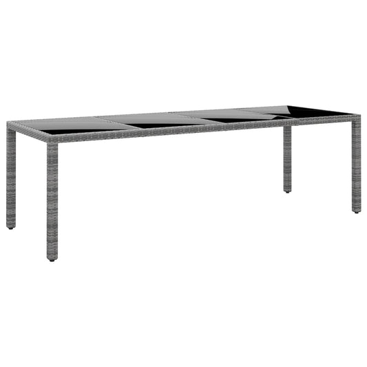 Puutarhapöytä 250x100x75cm karkaistu lasi/polyrottinki harmaa - Sisustajankoti.fi