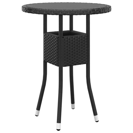 Puutarhapöytä Ø60x75 cm karkaistu lasi ja polyrottinki musta - Sisustajankoti.fi